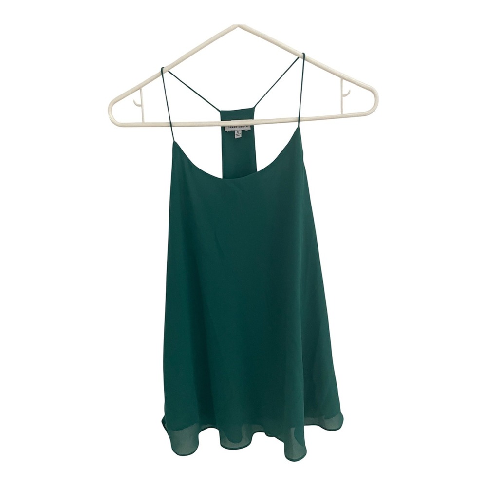 Naked Zebra Hunter Green Racerback Chiffon Camisole Tank Top Small